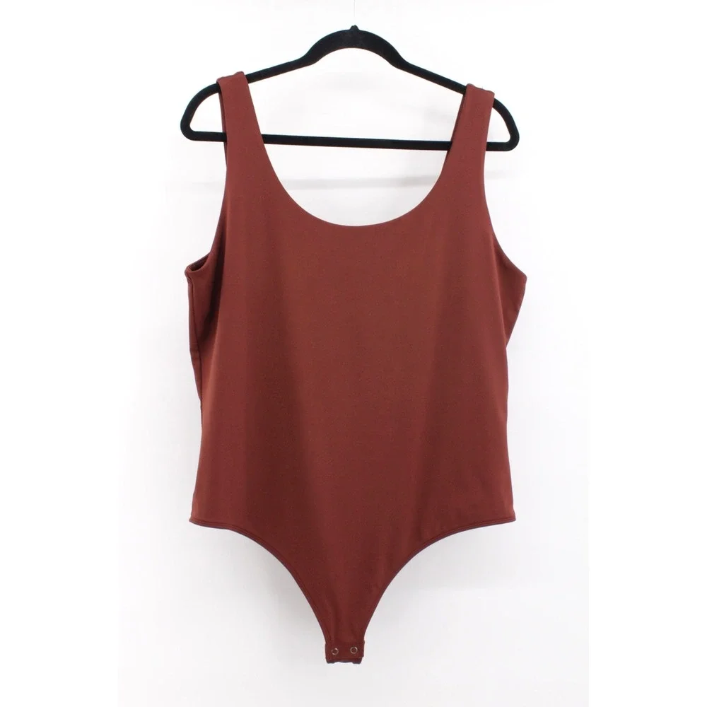 Express sleeveless body‎ contour thong bodysuit women's XL Cognac Brown